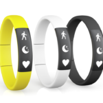 Hoto showing 3 fitness trackers, yellow, white and black