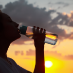 Women drinking from a water bottle on a hot sunny day