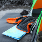 sleeping bag and other camping gear