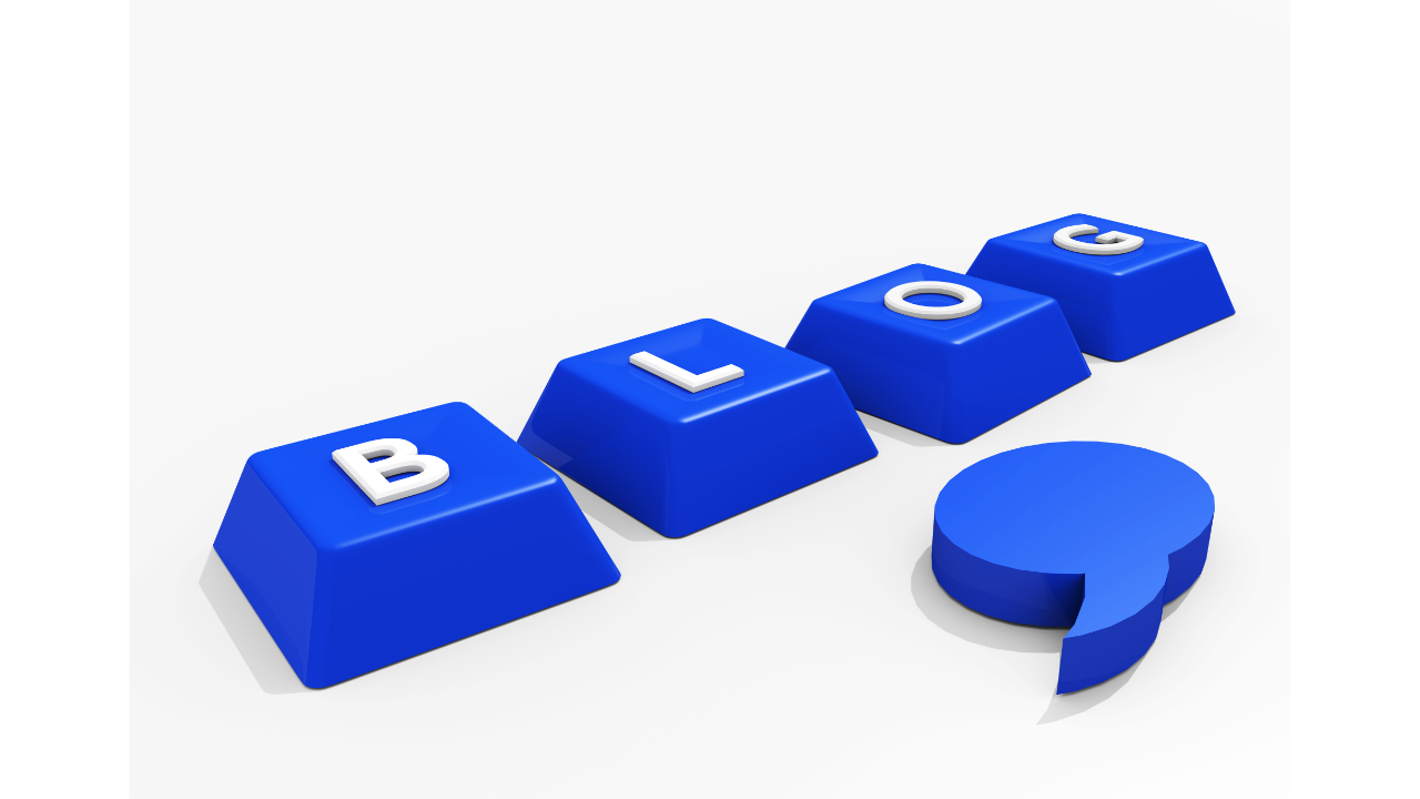 Blue keyboard keys spelling out the word Blog