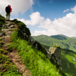 Man hiking on hiking trail