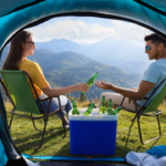 couple camping with a cool box to keep their food and drink cool
